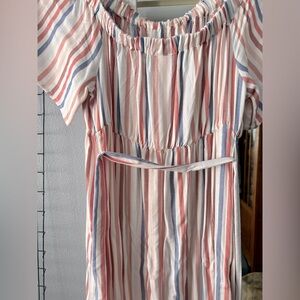 Maternity Striped Off-Shoulder Dress